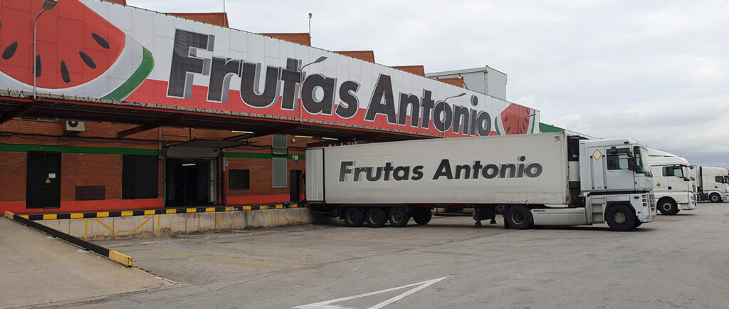 Mayorista de frutas y verduras en Mercabarna: camión de Frutas Antonio en el recinto