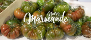 Tomates Marmande con cuello verde y tonos rojizos en una caja, “Nuevo Marmande”