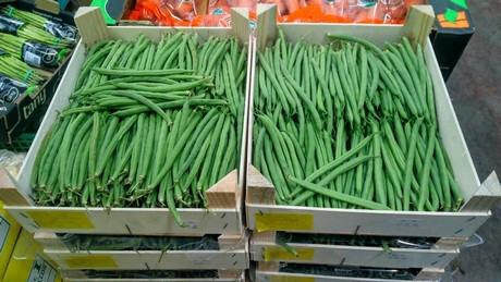 Cajas de judía boby listas para la venta en Castelldefels