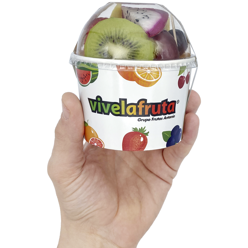 Vasito de fruta Vivelafruta listo para consumir, ideal para oficinas y eventos